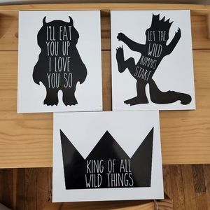 Set Of 3 "Where the Wild Things Are" Pictures